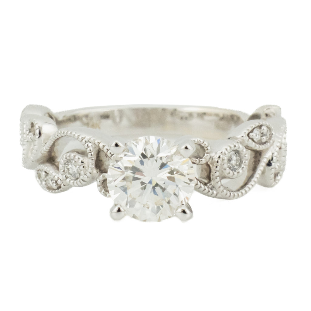 0.94ct Round Brilliant & Diamond Accented Engagement Ring in 14K White Gold - 6