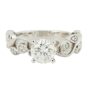 0.94ct Round Brilliant & Diamond Accented Engagement Ring in 14K White Gold - 6
