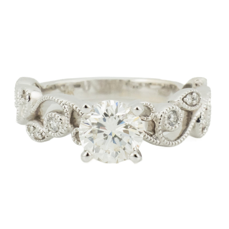 0.94ct Round Brilliant & Diamond Accented Engagement Ring in 14K White Gold - 6