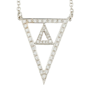 0.50ctw Diamond Accented Triangular Necklace 18" in 18K White Gold - 6.9 Grams