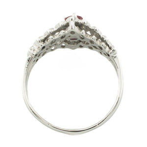 0.40ct Oval Ruby & Diamond Accented Ring in 14K White Gold - Size 11