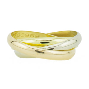 Cartier Trinity Gold Band Ring in 18K Tri-Tone Gold - Size 3.25