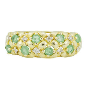 0.30ctw Emerald & 0.08ctw Diamond Accents Gemstone Ring in 14K Yellow Gold - Size 7