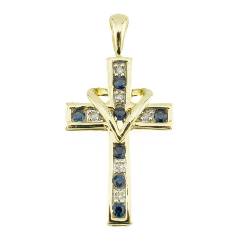 0.24ctw Sapphire & Diamond Accented Pendant in 10KYellow Gold - No Chain