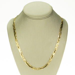 7mm Wide Braided Herringbone 20" Chain in 14K Yellow Gold