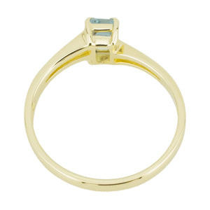0.35ctw Emerald Cut Aquamarine Solitaire Gemstone Ring in 14K Yellow Gold - Size 6.75