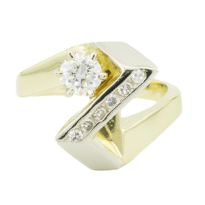 0.50ctw Round Brilliant Diamond Accented Fashion Ring in 14K Two-Tone Gold - Size 6