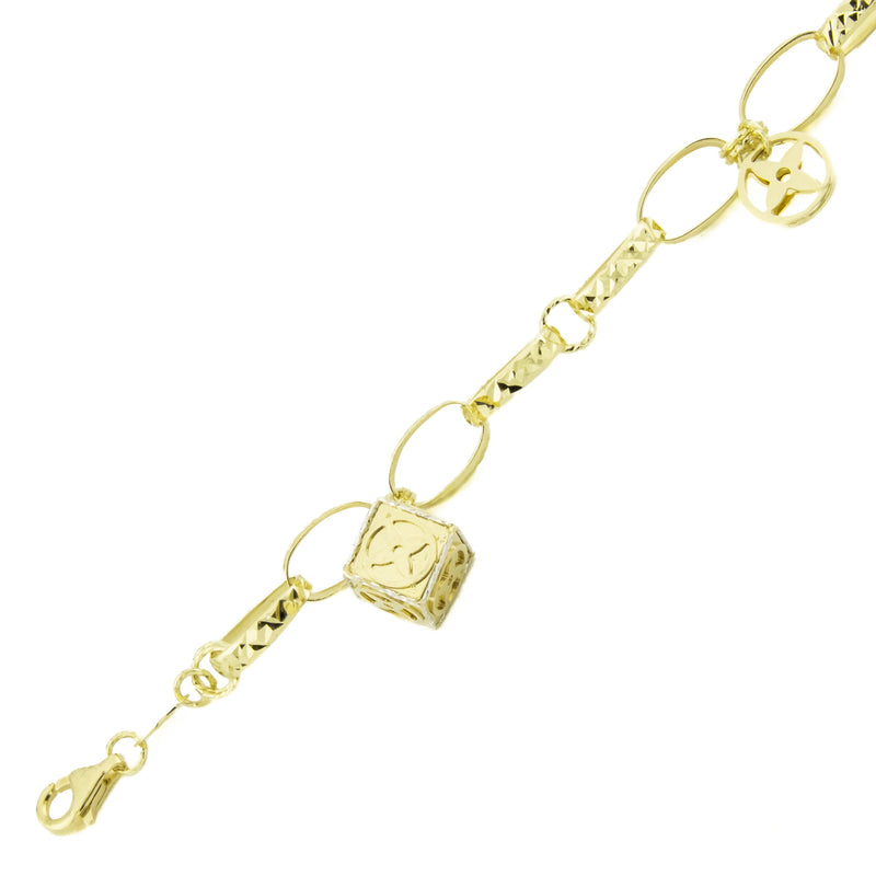 Multi Charms Bracelet 8" in 14K Yellow Gold