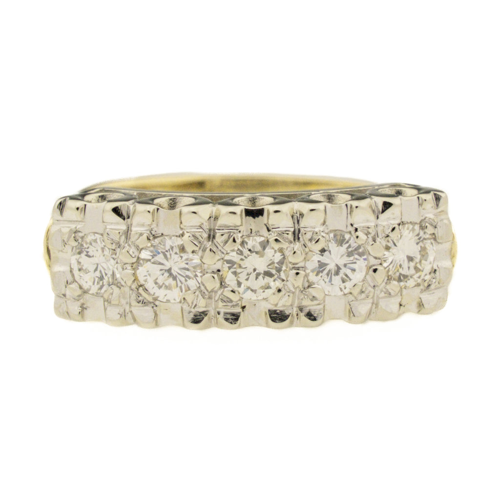 0.55ctw Round Diamond Band Ring in 14K Two Tone Gold - Size 6.75