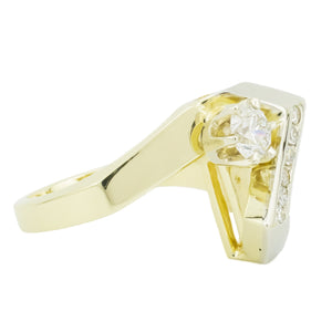 0.50ctw Round Brilliant Diamond Accented Fashion Ring in 14K Two-Tone Gold - Size 6