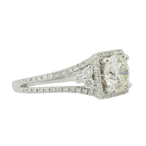 1.07ctw Round Brilliant I/VS1 Diamond & Cluster Engagement Ring in 18K White Gold - 4.25