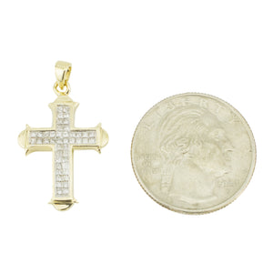 0.50ctw Diamond Accented Cross Pendant in 14K Yellow Gold - Chain Not Included
