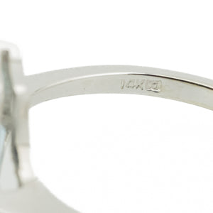 1.35ct Oval Aquamarine w/ Diamond Accents Gemstone Ring in 14K White Gold - Size 6.25