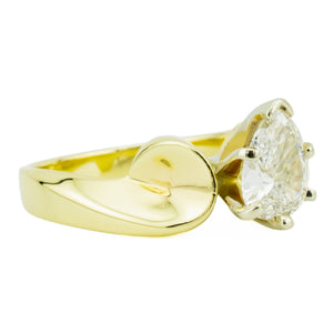 1.00ctw Pear G/SI2 Diamond Solitaire Engagement Ring in 14K Yellow Gold - Size 6.25