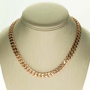 9mm Wide Vintage Curb Link 16" Chain Necklace in 18K Rose Gold