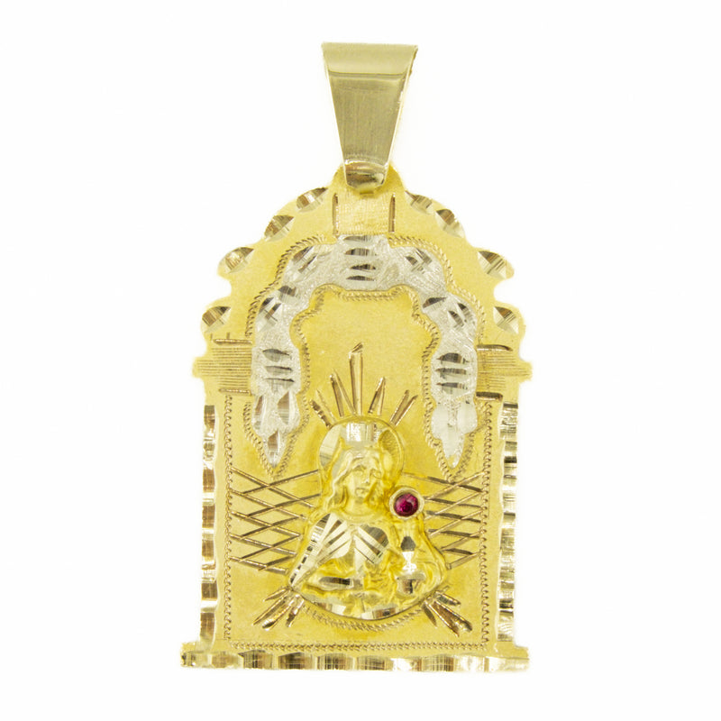 Saint Barbara Ruby Solitaire Gemstone Pendant in 10K Two-Tone Gold