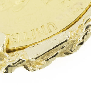 1908 American Indian Head $2 1/2 Coin .90 Gold Pendant w/ 14K Yellow Gold Bezel - 6.9 grams