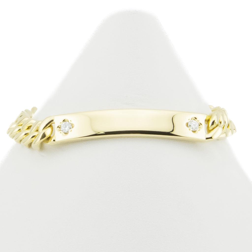 0.25ctw Diamond Accented 7.5" ID Bracelet in 18K Yellow Gold - 49.7 Grams