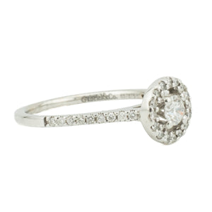 0.20ct Round Brilliant Diamond w/ Halo & Side Accented Engagement Ring in 14K White Gold - 6.5