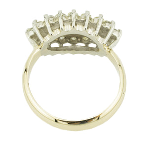 Vintage 1.00ctw Round Brilliant Diamond Accented Navette Ring in 14K Two-Tone Gold - Size 5.5
