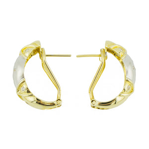 0.25ctw Round Diamond Accented Omega Back Earrings in 14K Two-Tone Gold