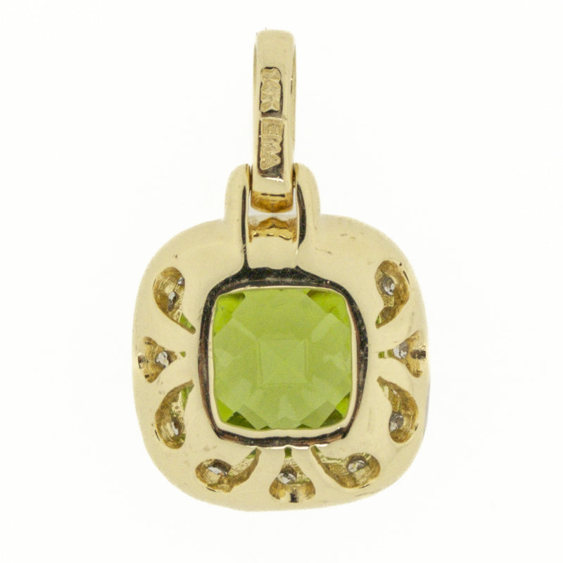 Peridot & Diamond Accented Pendant on 18" Chain Necklace in 14K Yellow Gold