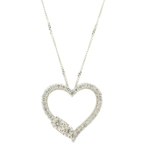 Ever Us 0.55ctw Diamond Accented Heart Pendant with Chain Necklace in 14K White Gold