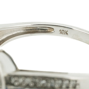 0.75ctw Oval Sapphire with Sapphire and Diamond Accents Ring in 10K White Gold - Size 7