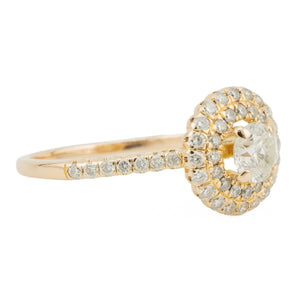 0.45ct Round Diamond with Double Halo Engagement Ring in 14K Rose Gold- Size 7.75