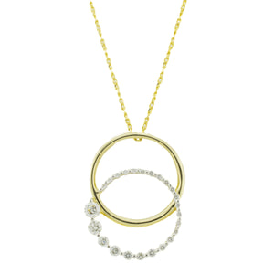 0.50ctw Diamond Accented Circles Pendant on 17" Chain in 14K Yellow Gold