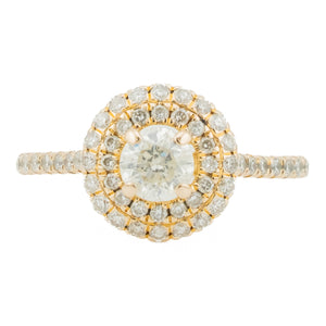 0.45ct Round Diamond with Double Halo Engagement Ring in 14K Rose Gold- Size 7.75
