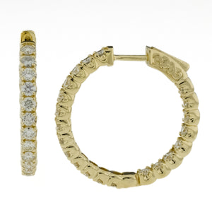 2.55ctw Round Diamond Inside Out Hoops in 14K Yellow Gold