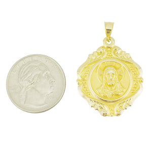 Reversible Jesus and Virgen Guadalupe Religious Pendant in 14K Yellow Gold - 5.2 grams