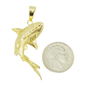 Gold Shark Pendant in 14K Yellow Gold - 13 Grams