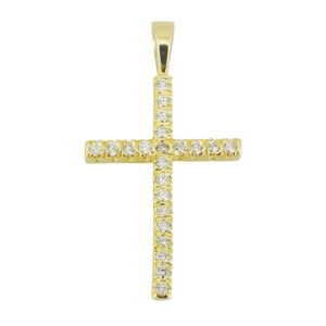 0.25ctw Diamond Accented Cross Pendant in 14K Yellow Gold - Chain Not Included