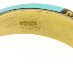 Turquoise and Diamond Ring in 18K Yellow Gold