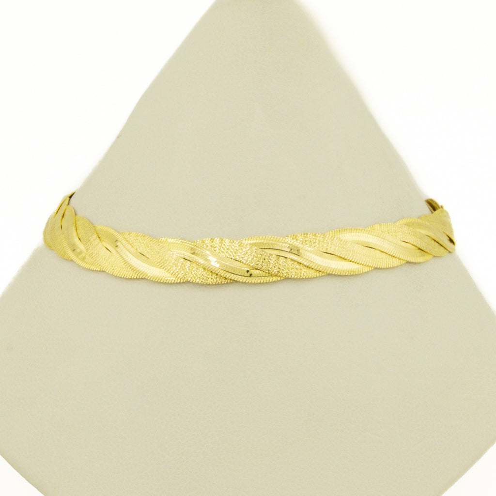 6mm Wide Herringbone Twist 7.75" Bracelet in 14 Yellow Gold