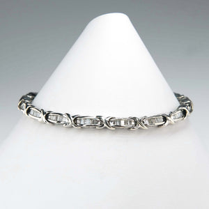 Baguette Diamond X and Bar Tennis Bracelet in 10K White Gold