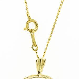 Detailed Diamond Cut Dolphin Jumping w/ Hoop Pendant Charm in 14K Two Tone Gold