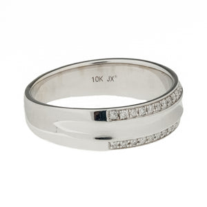 0.20ctw Diamond Accented Wedding Band in 10K White Gold - Size 8.5