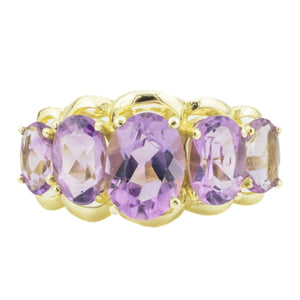 3.00ctw Oval Cut Amethyst Accented Gemstone Ring in 14K Yellow Gold - Size 6