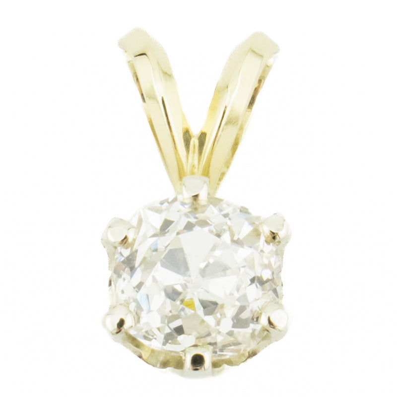 1.00ctw Old Mine Diamond Solitaire Pendant in 14K Yellow Gold - Chain Not Included