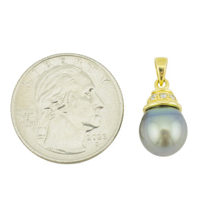 10mm Pearl with Diamond Accents Pendant in 14K Yellow Gold - No Chain Included