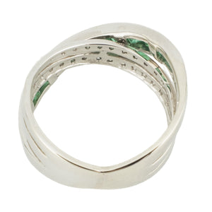 Princess Cut Emerald & Round Diamond Accented Gemstone Ring in 10K White Gold - Size 6.5