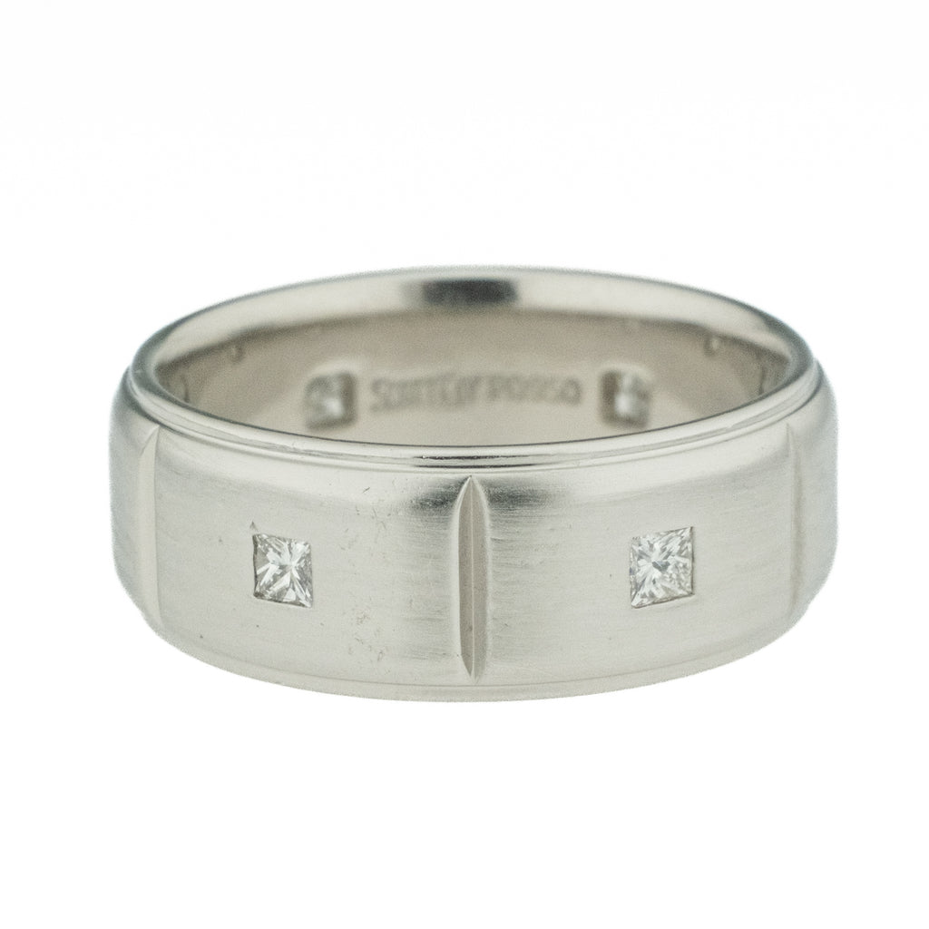 Scott Kay Brushed Palladium Men's 0.42ctw Diamond Accented Wedding Band Ring -Size 9