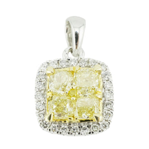 1.00ctw Yellow Diamond Accented Pendant in 14K White Gold - Chain Not Included