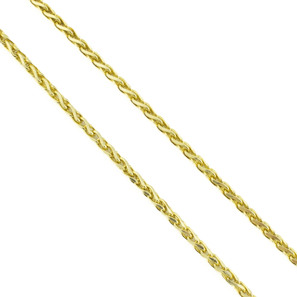 2mm Wide Wheat Link 18" Chain Necklace in 14K Yellow Gold - 9.1 Grams