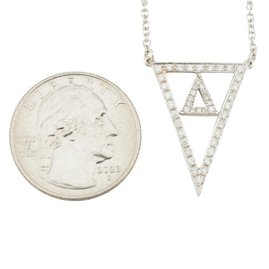 0.50ctw Diamond Accented Triangular Necklace 18" in 18K White Gold - 6.9 Grams