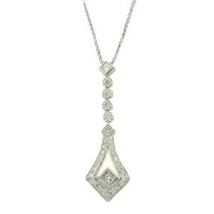 1.25ctw Diamond Accented Drop Pendant with 16" Chain in 18K White Gold