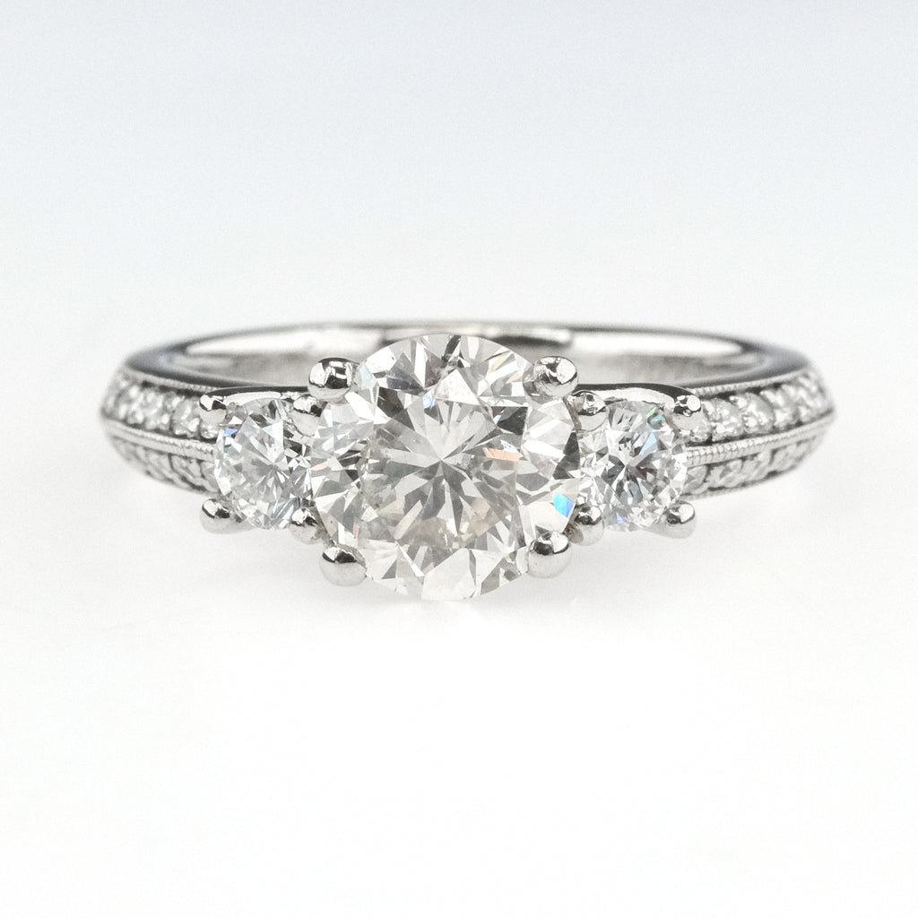 1.25ct EGL Diamond w/Side Accents Engagement Ring in Platinum